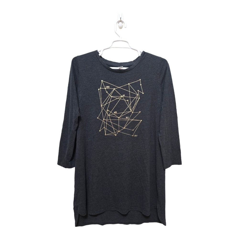 Old Navy Look Up And Get Lost Jersey Hi-Lo Sleep Tee Shirt In Dark Charcoal Sz L